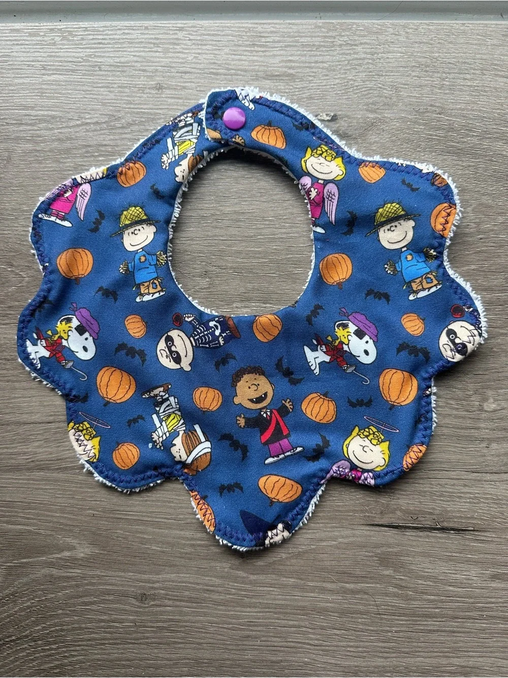 Blue Halloween Kids Scalloped Bib